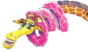 giraffe with pink boa